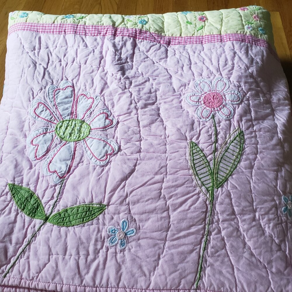 Pottery Barn Kids Full/Queen Floral Embroidered Quilt